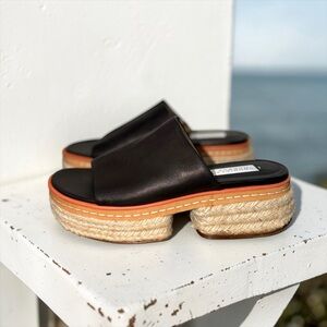 Gabriela Hearst Myra Calfskin Leather Espadrille Slides Made in Italy Size 7.5